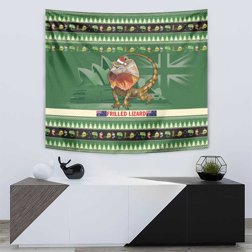 Aussie Frilled Lizard Tapestry Merry Christmas