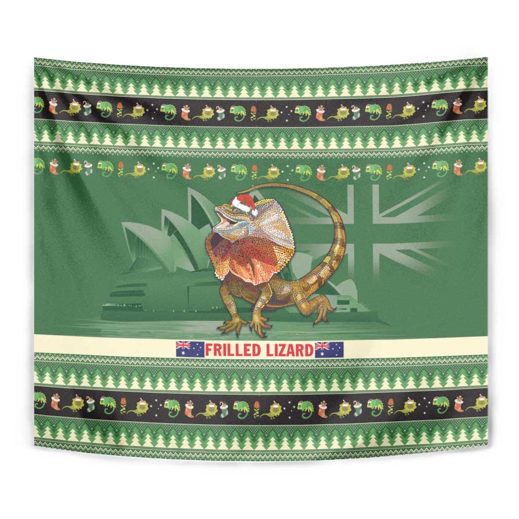 Aussie Frilled Lizard Tapestry Merry Christmas