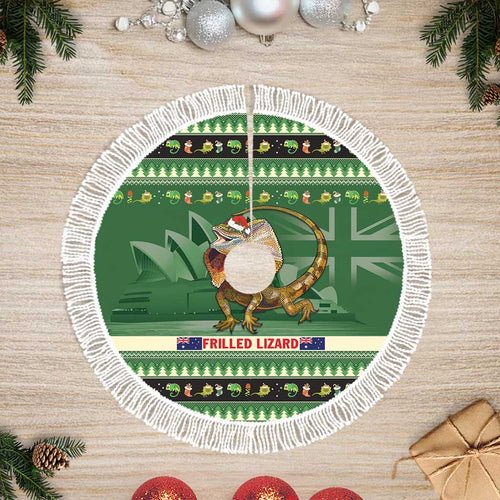 Aussie Frilled Lizard Tree Skirt Merry Christmas
