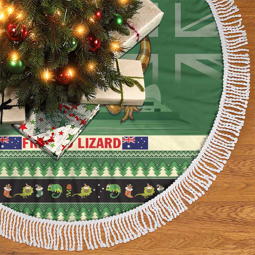 Aussie Frilled Lizard Tree Skirt Merry Christmas
