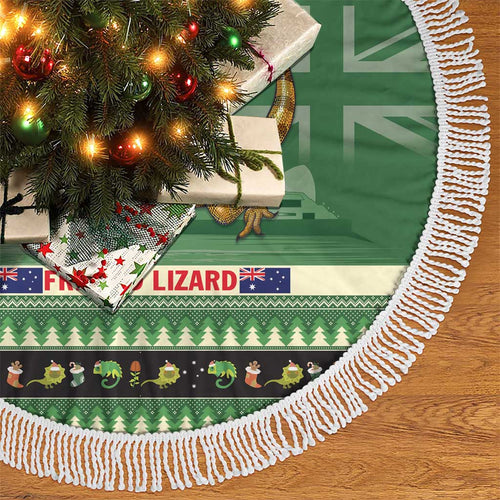 Aussie Frilled Lizard Tree Skirt Merry Christmas