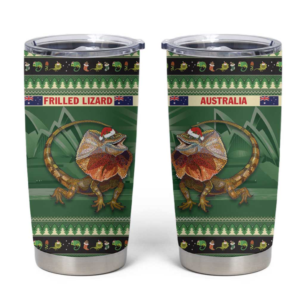 Aussie Frilled Lizard Tumbler Cup Merry Christmas