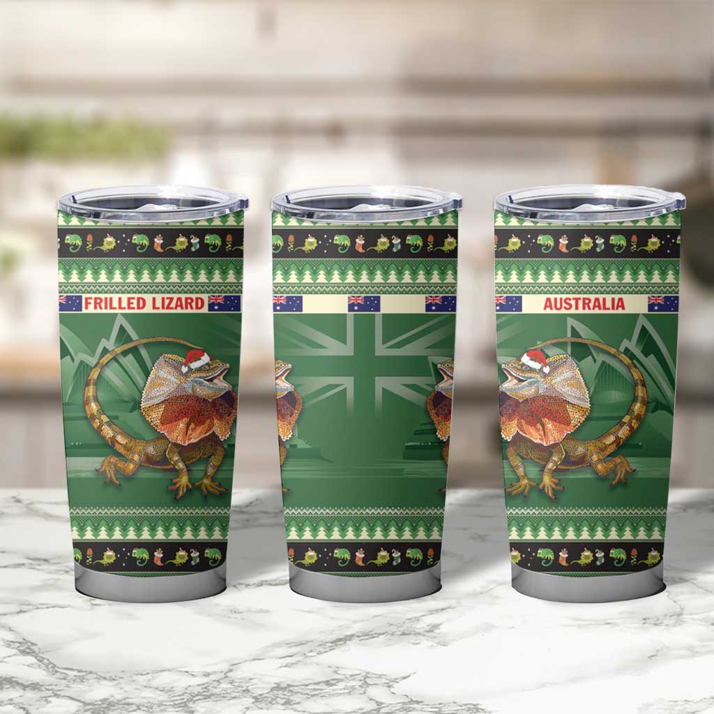Aussie Frilled Lizard Tumbler Cup Merry Christmas