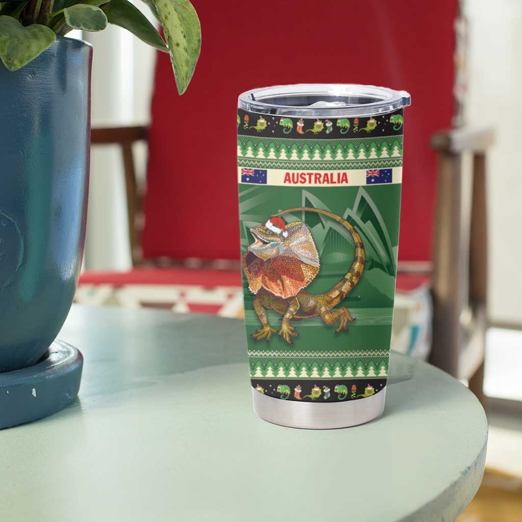 Aussie Frilled Lizard Tumbler Cup Merry Christmas