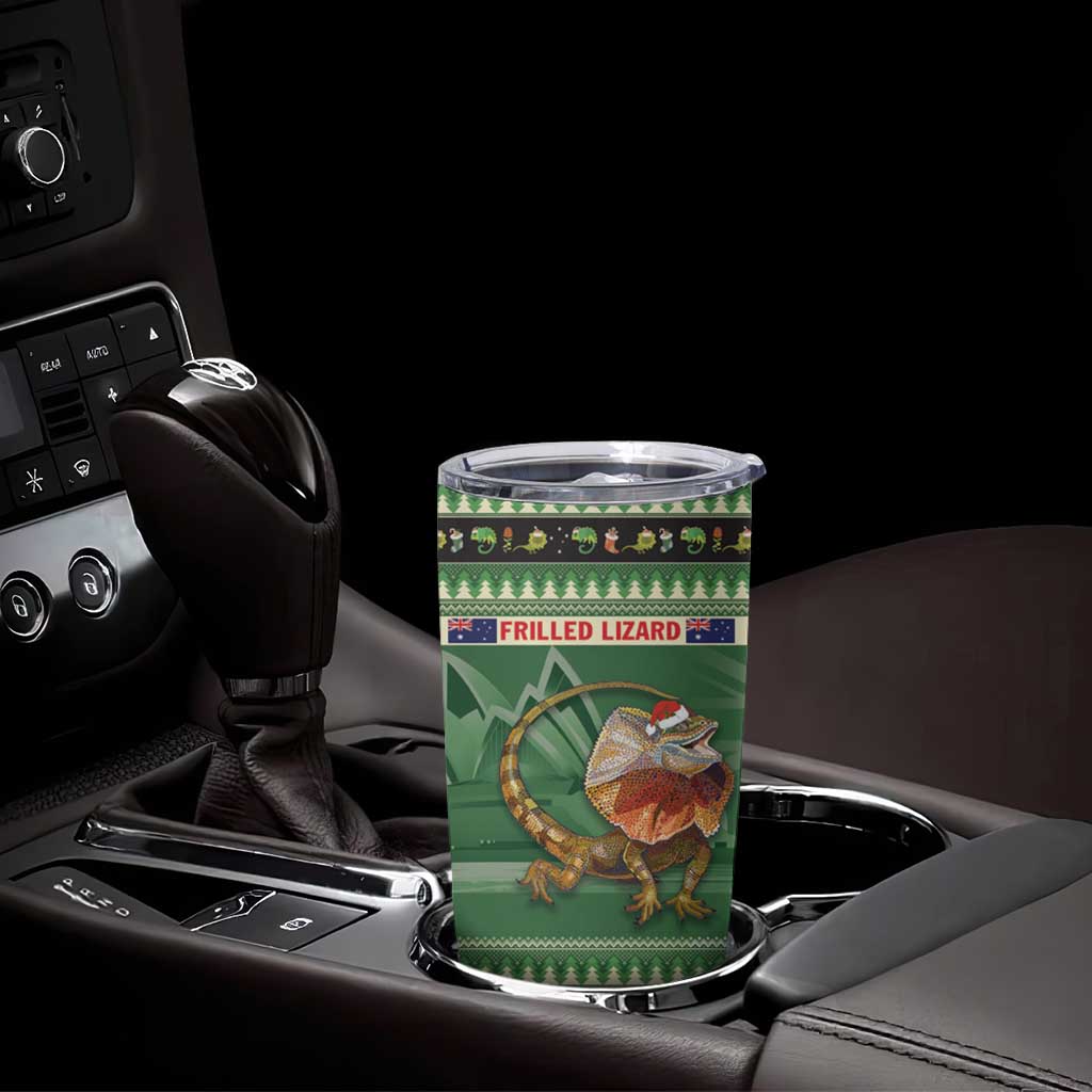 Aussie Frilled Lizard Tumbler Cup Merry Christmas