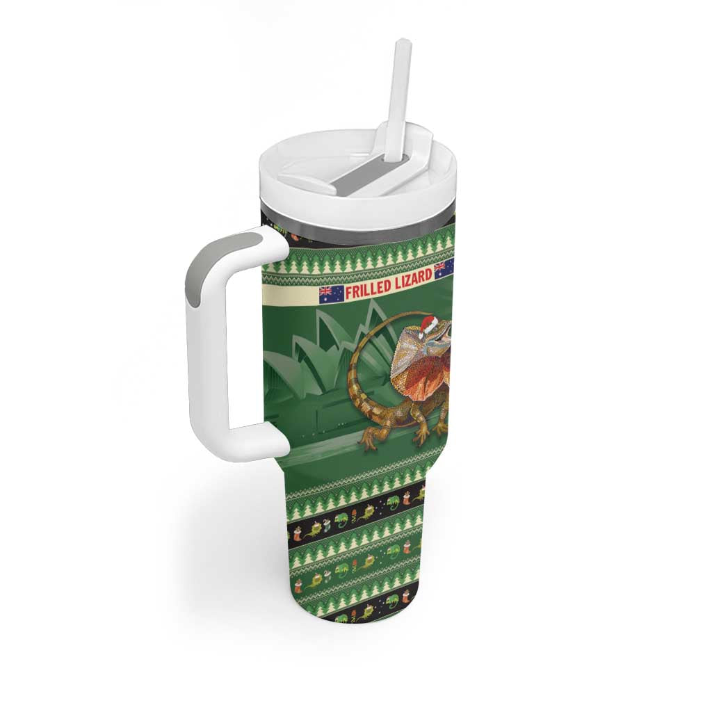 Aussie Frilled Lizard Tumbler With Handle Merry Christmas