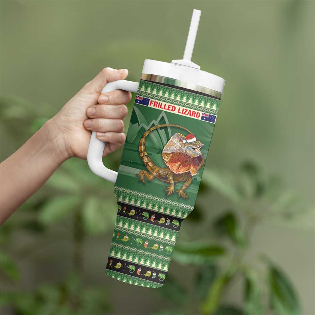Aussie Frilled Lizard Tumbler With Handle Merry Christmas