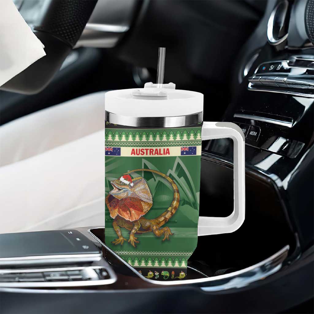 Aussie Frilled Lizard Tumbler With Handle Merry Christmas