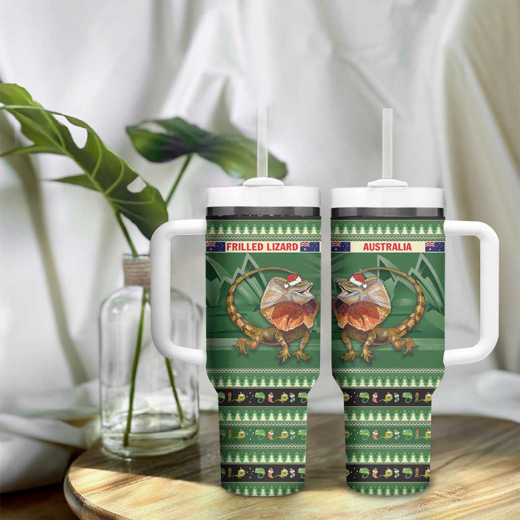 Aussie Frilled Lizard Tumbler With Handle Merry Christmas