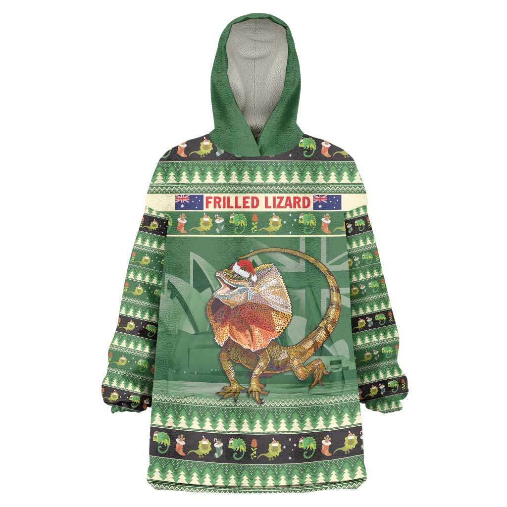 Aussie Frilled Lizard Wearable Blanket Hoodie Merry Christmas