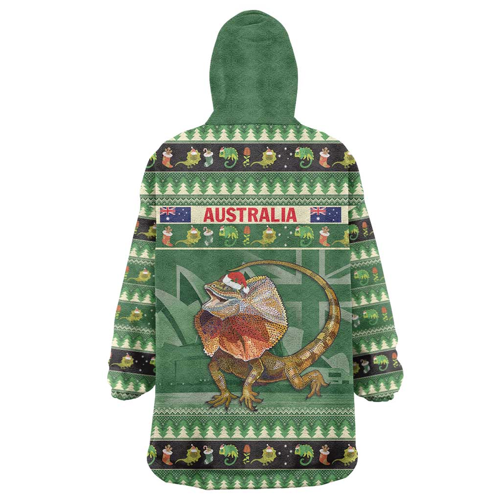 Aussie Frilled Lizard Wearable Blanket Hoodie Merry Christmas
