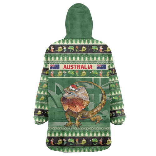 Aussie Frilled Lizard Wearable Blanket Hoodie Merry Christmas