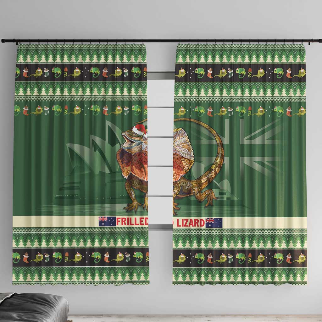 Aussie Frilled Lizard Window Curtain Merry Christmas