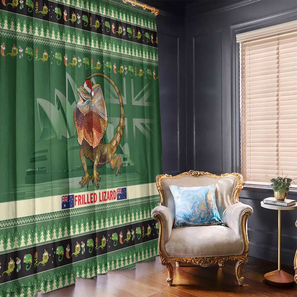 Aussie Frilled Lizard Window Curtain Merry Christmas