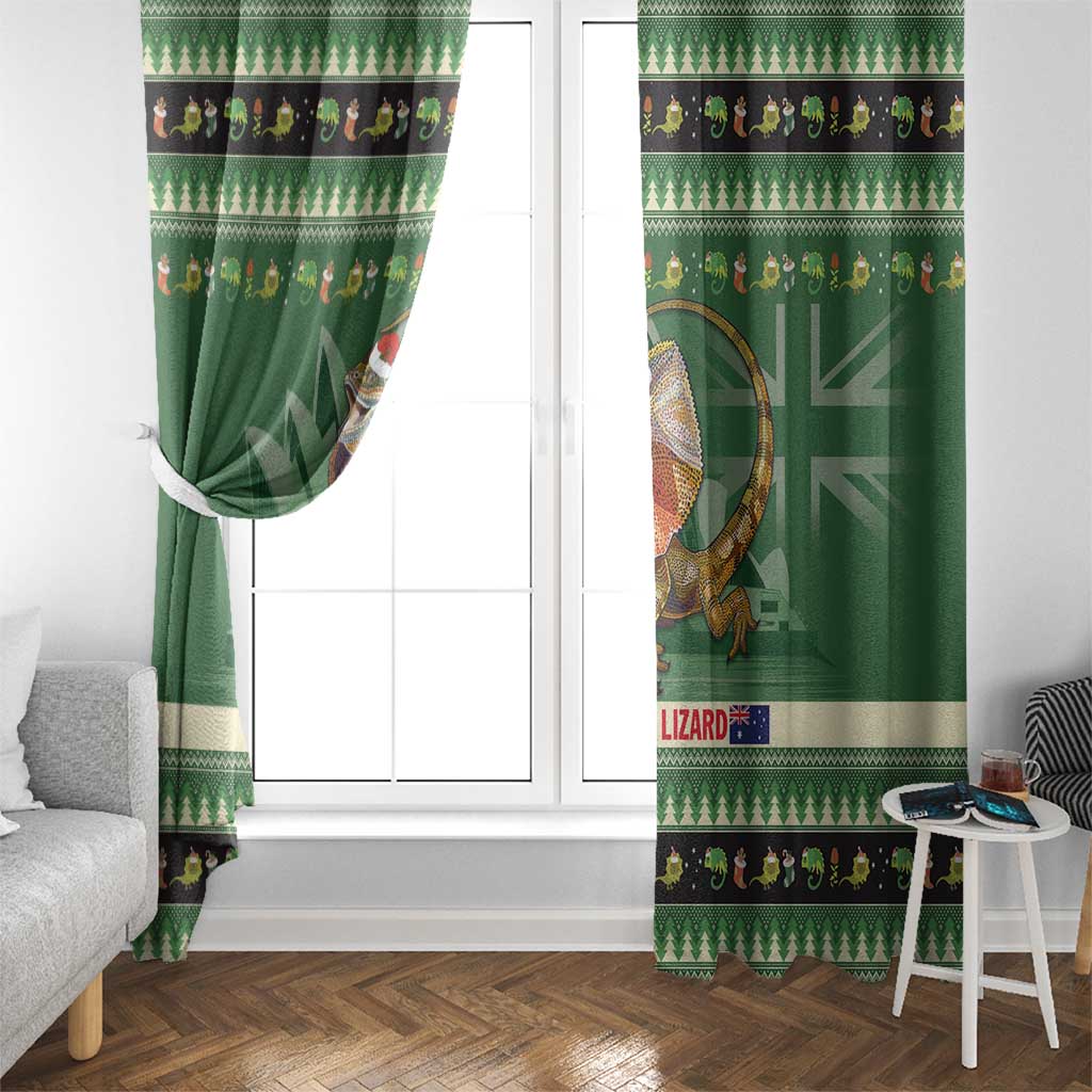 Aussie Frilled Lizard Window Curtain Merry Christmas