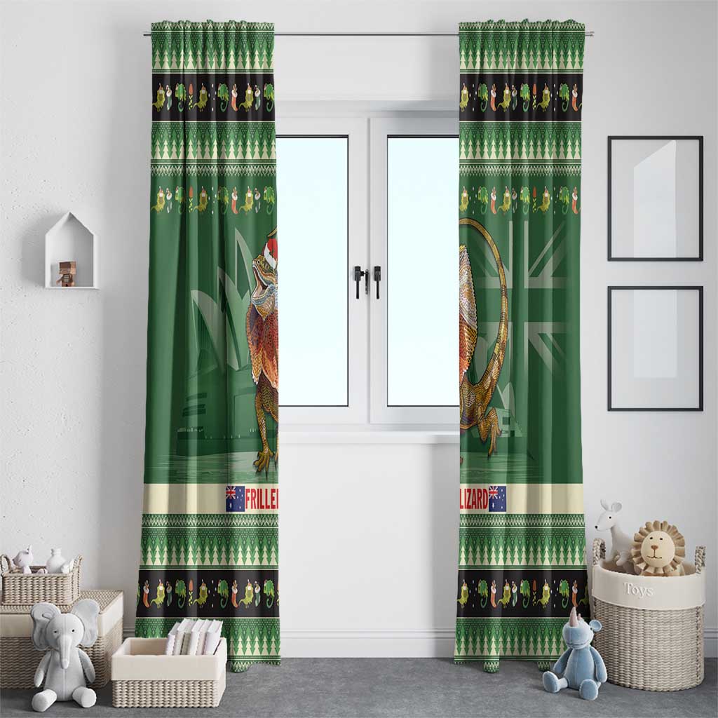 Aussie Frilled Lizard Window Curtain Merry Christmas