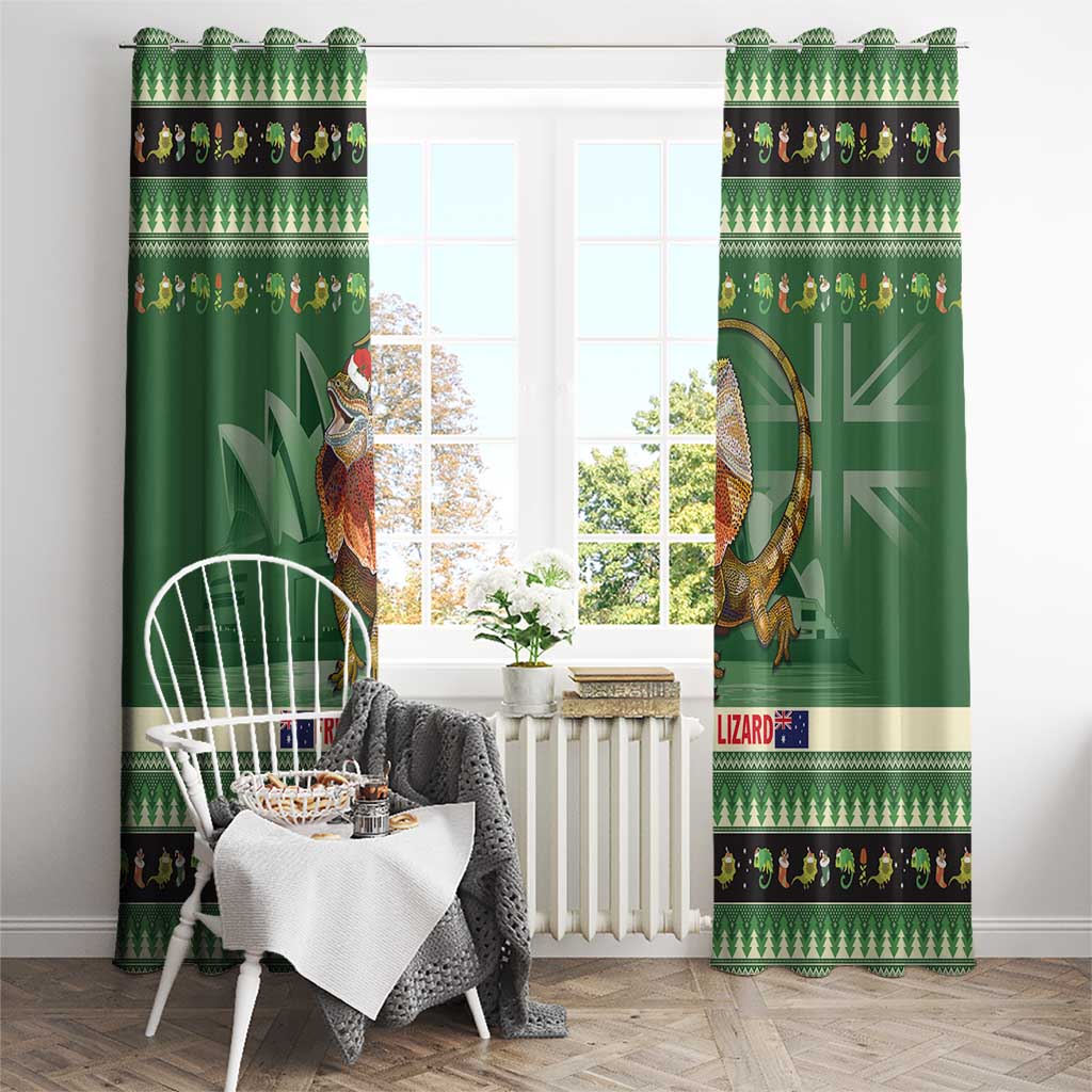 Aussie Frilled Lizard Window Curtain Merry Christmas