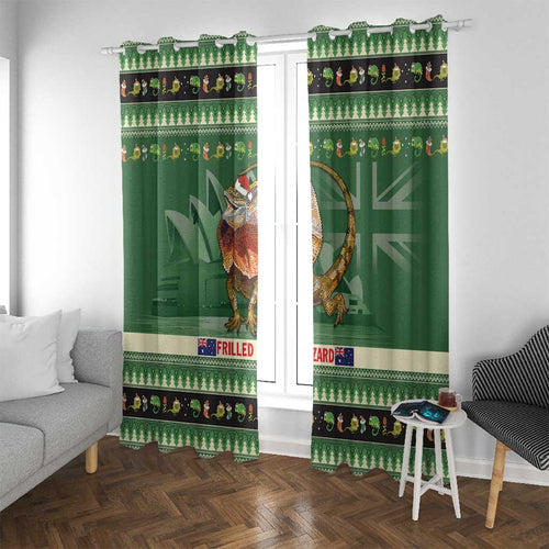 Aussie Frilled Lizard Window Curtain Merry Christmas