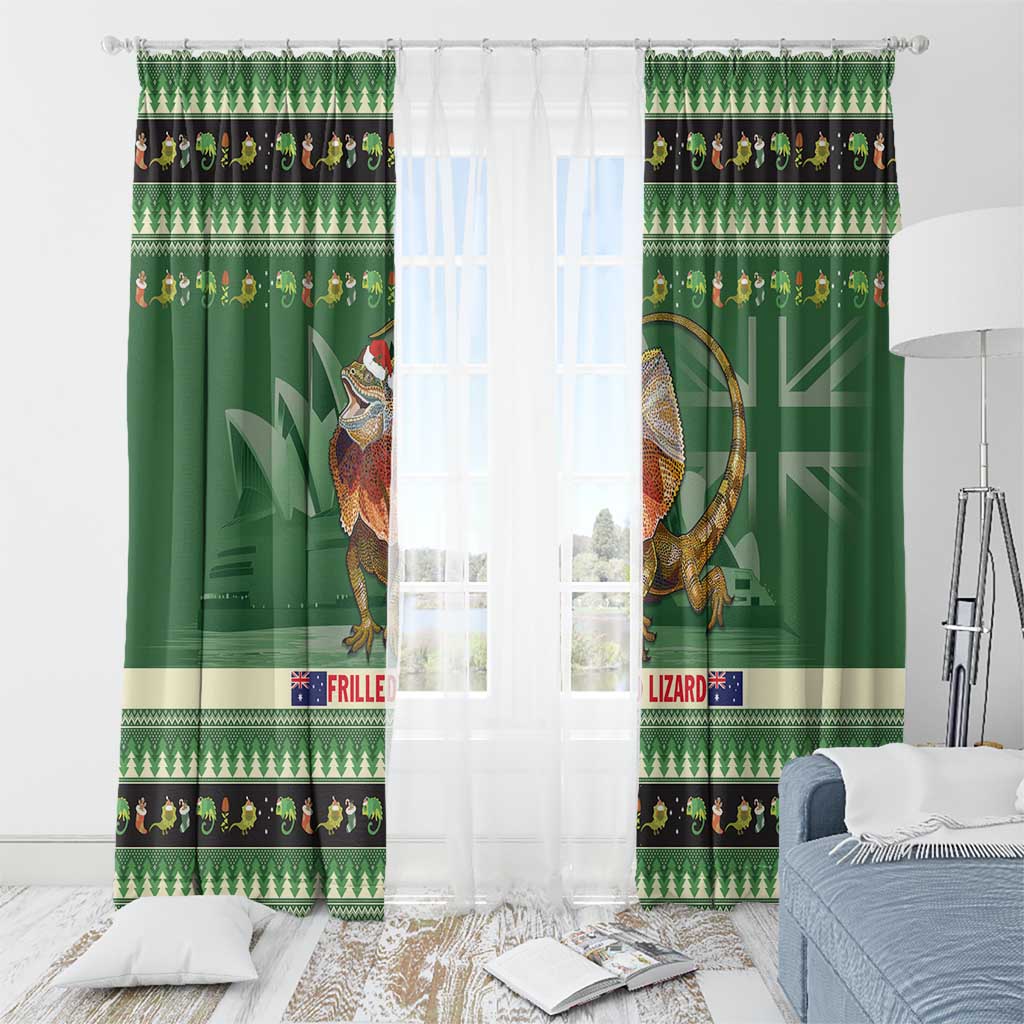 Aussie Frilled Lizard Window Curtain Merry Christmas