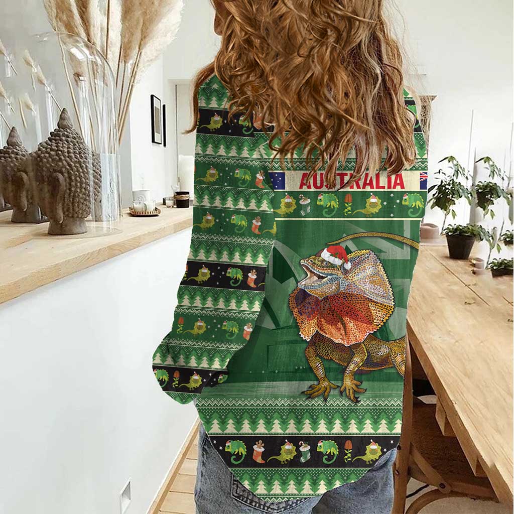 Aussie Frilled Lizard Women Casual Shirt Merry Christmas