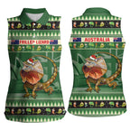 Aussie Frilled Lizard Women Sleeveless Polo Shirt Merry Christmas