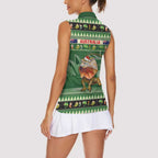 Aussie Frilled Lizard Women Sleeveless Polo Shirt Merry Christmas