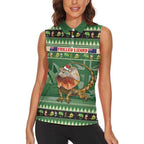 Aussie Frilled Lizard Women Sleeveless Polo Shirt Merry Christmas
