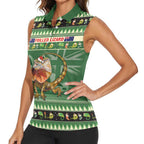 Aussie Frilled Lizard Women Sleeveless Polo Shirt Merry Christmas