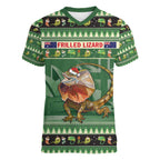 Aussie Frilled Lizard Women V-Neck T-Shirt Merry Christmas