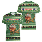 Aussie Frilled Lizard Women V-Neck T-Shirt Merry Christmas