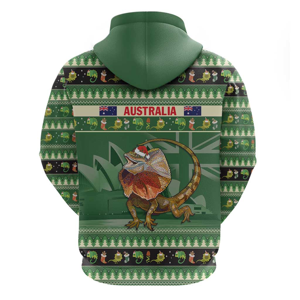 Aussie Frilled Lizard Zip Hoodie Merry Christmas