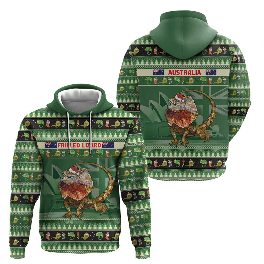 Aussie Frilled Lizard Zip Hoodie Merry Christmas