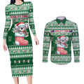 Aussie Koala Couples Matching Long Sleeve Bodycon Dress and Long Sleeve Button Shirt Merry Christmas