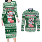 Aussie Koala Couples Matching Long Sleeve Bodycon Dress and Long Sleeve Button Shirt Merry Christmas