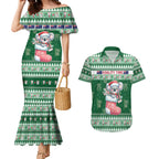 Aussie Koala Couples Matching Mermaid Dress and Hawaiian Shirt Merry Christmas