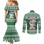 Aussie Koala Couples Matching Mermaid Dress and Long Sleeve Button Shirt Merry Christmas