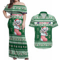 Aussie Koala Couples Matching Off Shoulder Maxi Dress and Hawaiian Shirt Merry Christmas