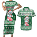 Aussie Koala Couples Matching Short Sleeve Bodycon Dress and Hawaiian Shirt Merry Christmas