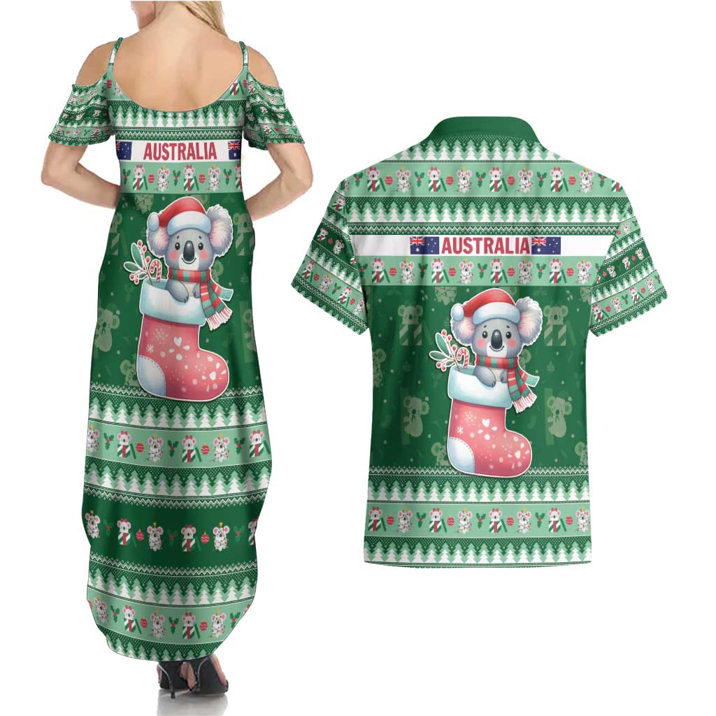 Aussie Koala Couples Matching Summer Maxi Dress and Hawaiian Shirt Merry Christmas