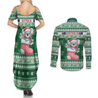 Aussie Koala Couples Matching Summer Maxi Dress and Long Sleeve Button Shirt Merry Christmas