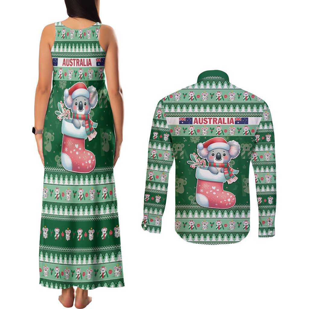 Aussie Koala Couples Matching Tank Maxi Dress and Long Sleeve Button Shirt Merry Christmas