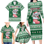 Aussie Koala Family Matching Long Sleeve Bodycon Dress and Hawaiian Shirt Merry Christmas