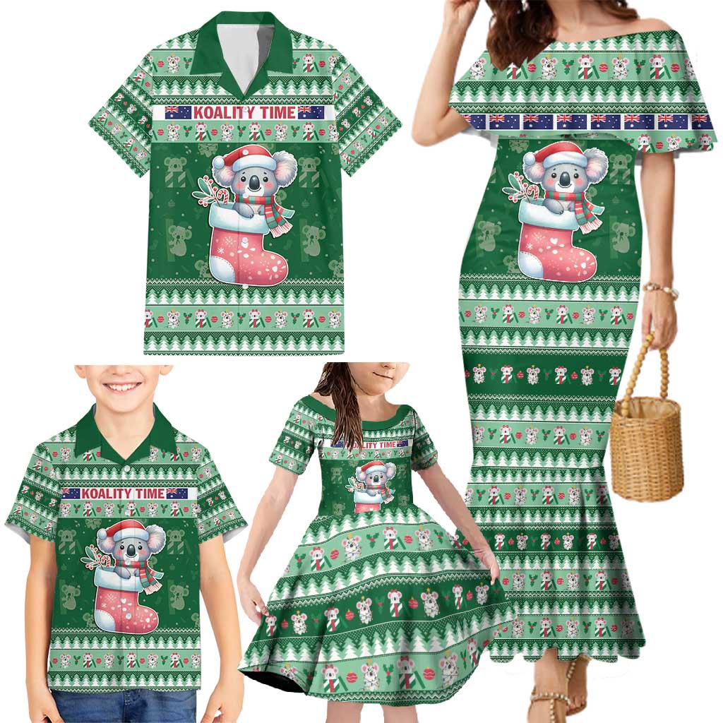 Aussie Koala Family Matching Mermaid Dress and Hawaiian Shirt Merry Christmas