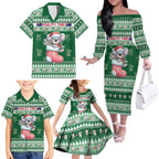 Aussie Koala Family Matching Off The Shoulder Long Sleeve Dress and Hawaiian Shirt Merry Christmas