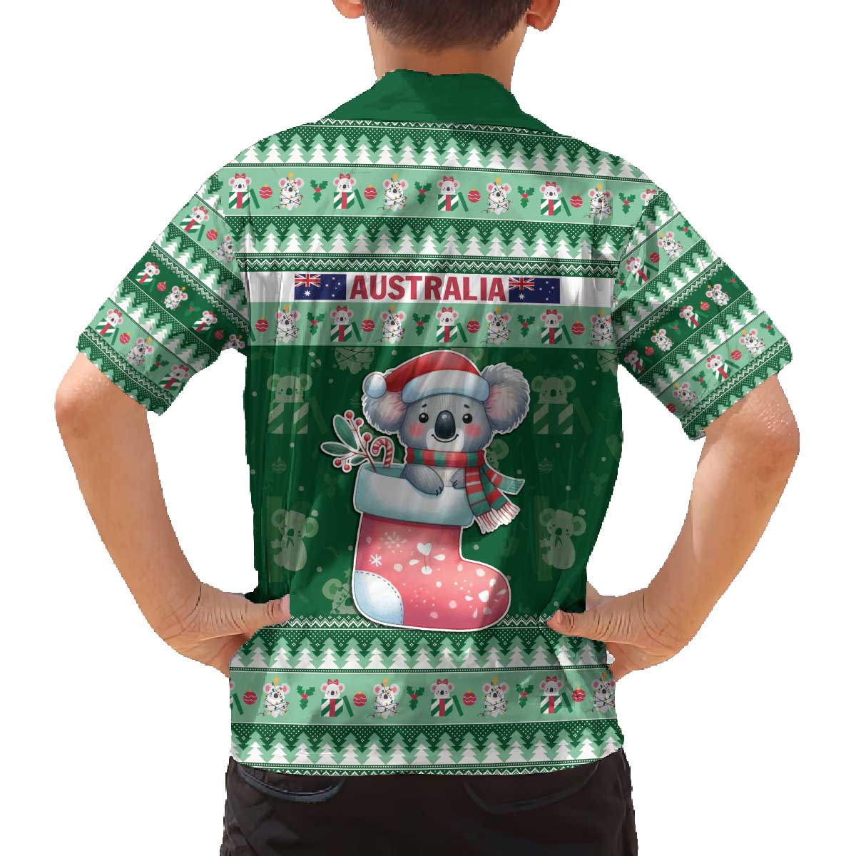 Aussie Koala Family Matching Off The Shoulder Long Sleeve Dress and Hawaiian Shirt Merry Christmas