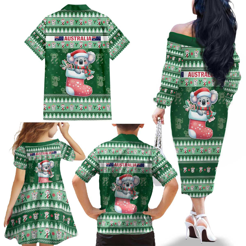 Aussie Koala Family Matching Off The Shoulder Long Sleeve Dress and Hawaiian Shirt Merry Christmas
