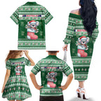 Aussie Koala Family Matching Off The Shoulder Long Sleeve Dress and Hawaiian Shirt Merry Christmas