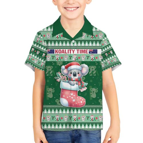 Aussie Koala Family Matching Off The Shoulder Long Sleeve Dress and Hawaiian Shirt Merry Christmas