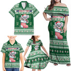 Aussie Koala Family Matching Off Shoulder Maxi Dress and Hawaiian Shirt Merry Christmas