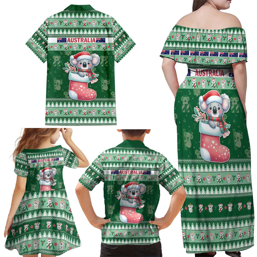 Aussie Koala Family Matching Off Shoulder Maxi Dress and Hawaiian Shirt Merry Christmas